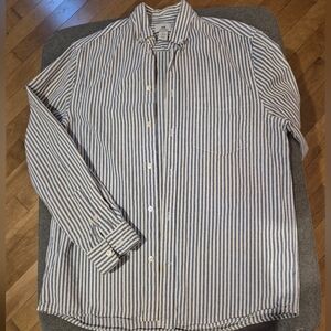 H&M Men's Blue and White Striped Casual Shirt | Chemise Bleu Et Blanche